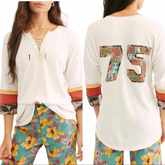 Free People Blitz Boho Patchwork top - Picture 1 of 7